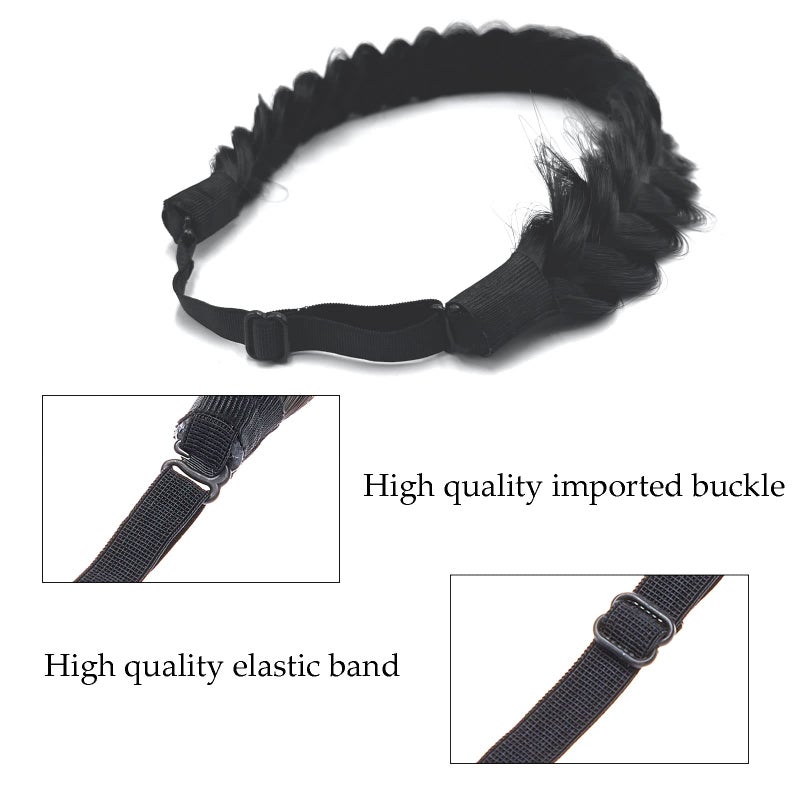 TOECWEGR Synthetic Hair Braided Headband Classic Wide Strands Wedding Disorderly Fluffy Braids Wig Band Women Beauty Accessory - Image 4